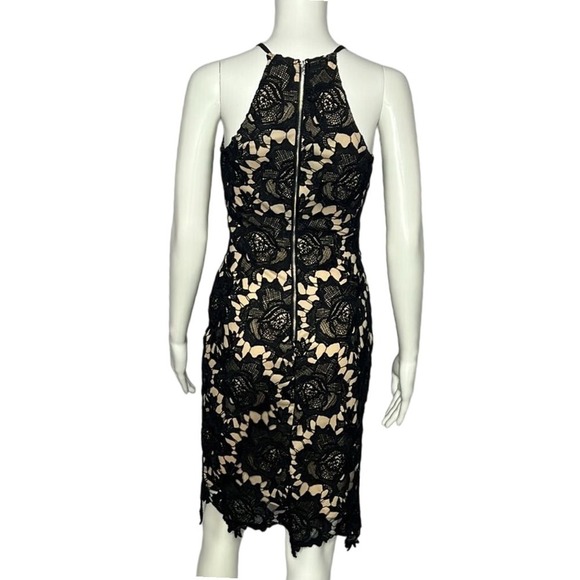 Lulus Black Lace Overlay Halter Neck Knee Length Dress XS - Picture 4 of 6